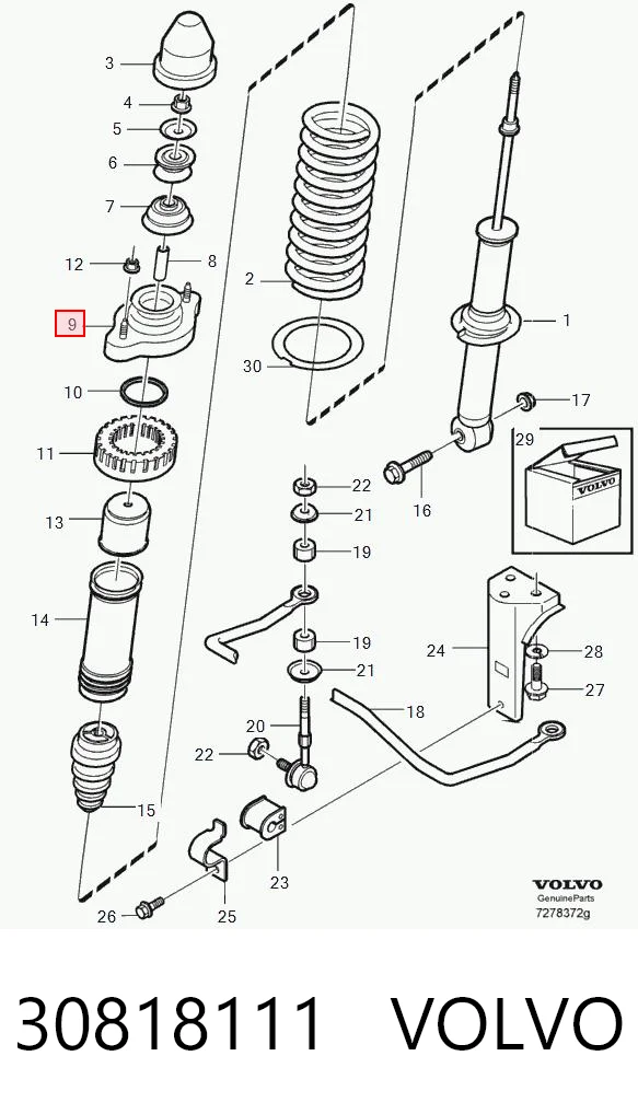 30818111 Volvo Soporte amortiguador trasero