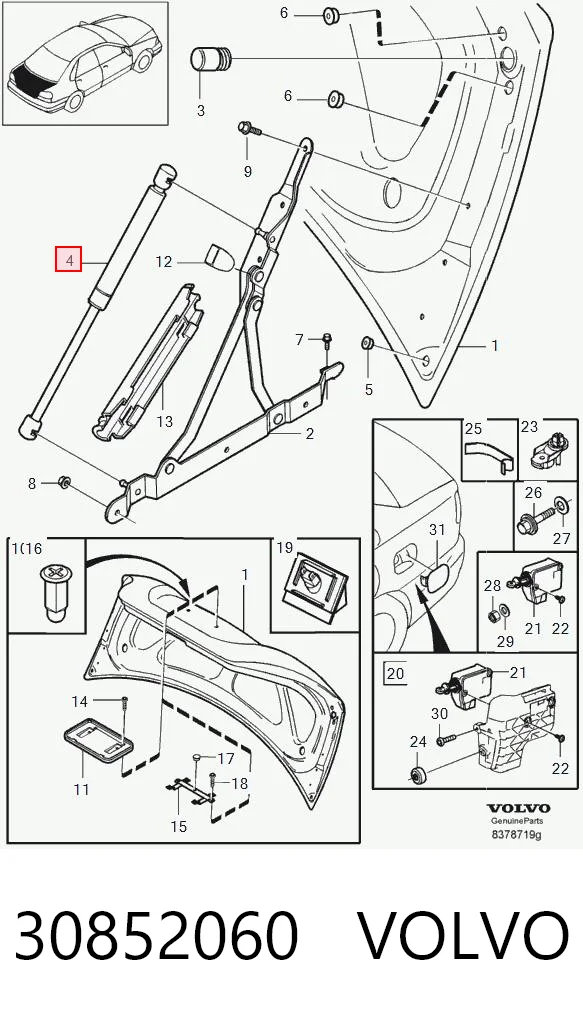 30852060 Volvo Amortiguador de porton