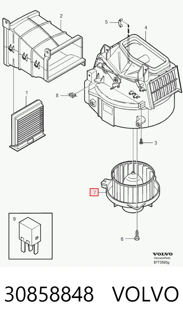 Ventilador interior para Volvo S40 I (VS)