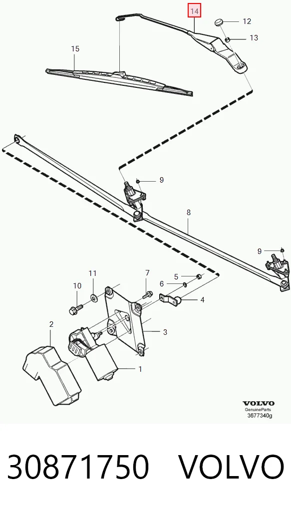 Brazo del limpiaparabrisas lavado de parabrisas Volvo S40 I (1995-2003)