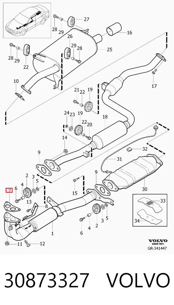 Junta de escape para Mitsubishi Galant E5A, E7A, E8A