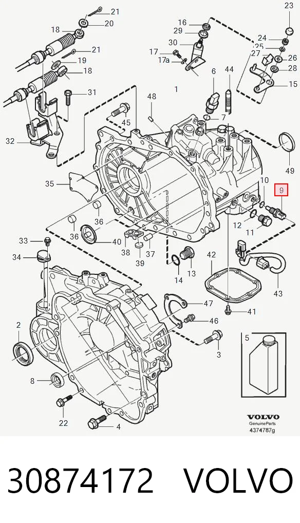 Sensor de temperatura del líquido refrigerante 30874172 VOLVO