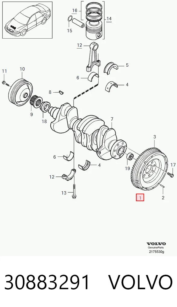 Volante de motor 30883291 VOLVO