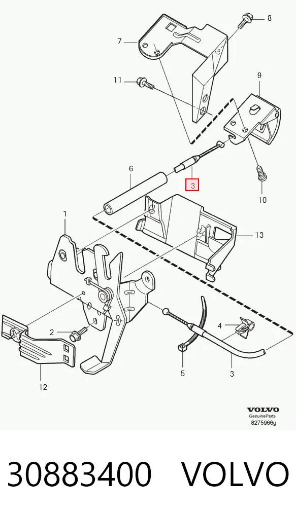 Cable de capó del motor para Volvo S40 VS