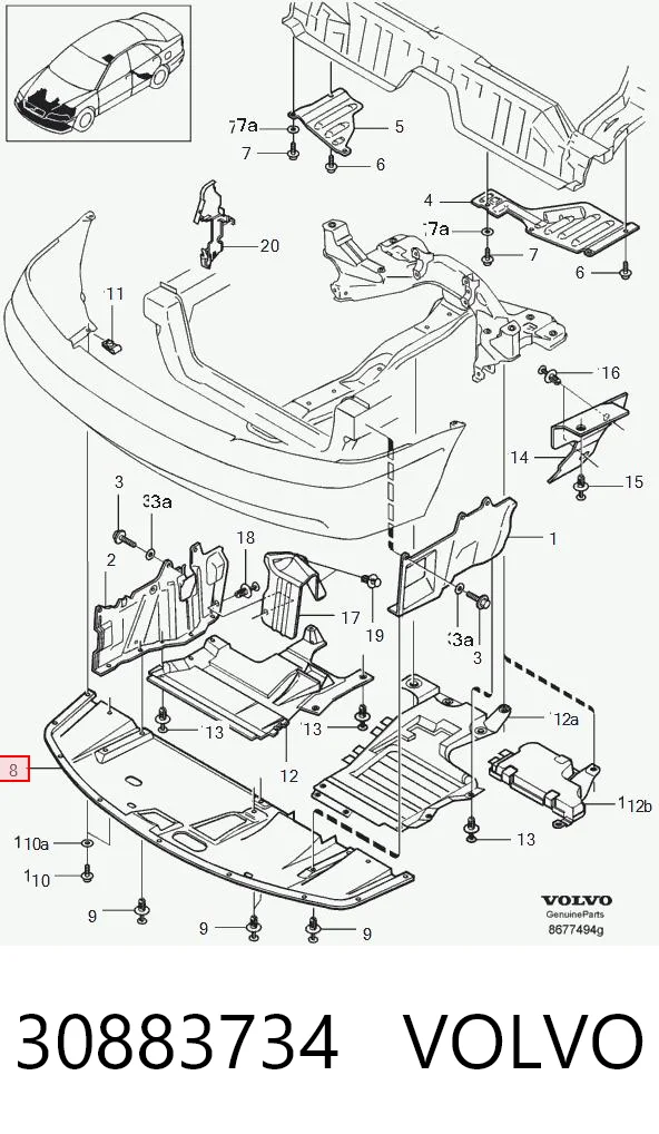 Aislante de capó de motor Volvo V40  (1995-2004)