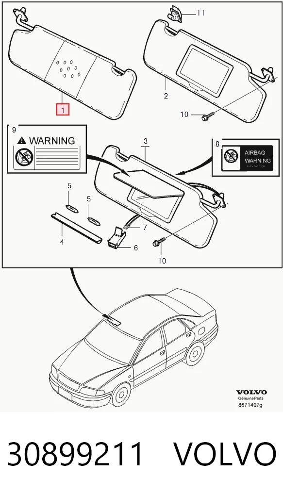 Comprar Visera parasol Volvo S40 I VS a bajo precio