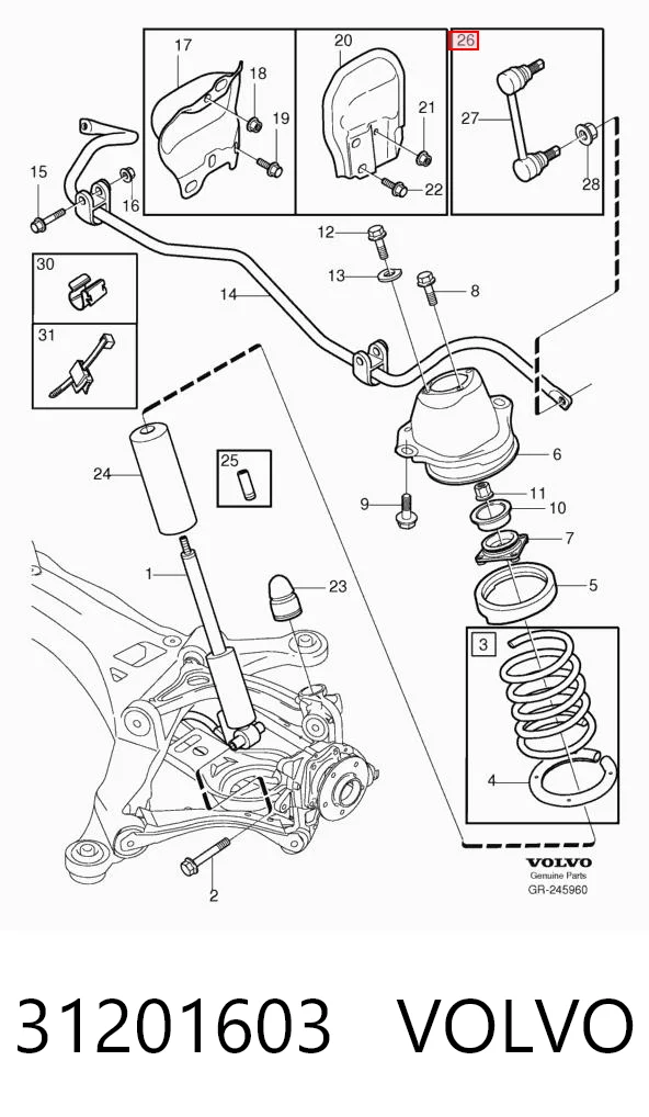 31201603 Volvo Silentblock de la barra estabilizadora