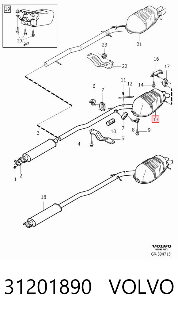 Silencioso trasero Volvo XC90  (2002-2015)