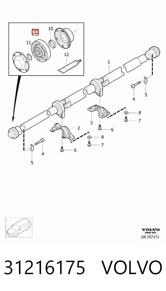 31216175 Volvo Junta homocinética del eje de transmisión delantero, trasero