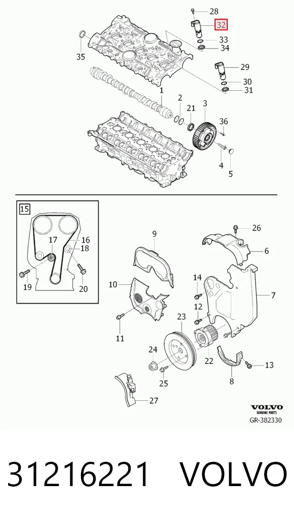 31216221 Volvo Válvula solenoide de posición del árbol de levas derecha