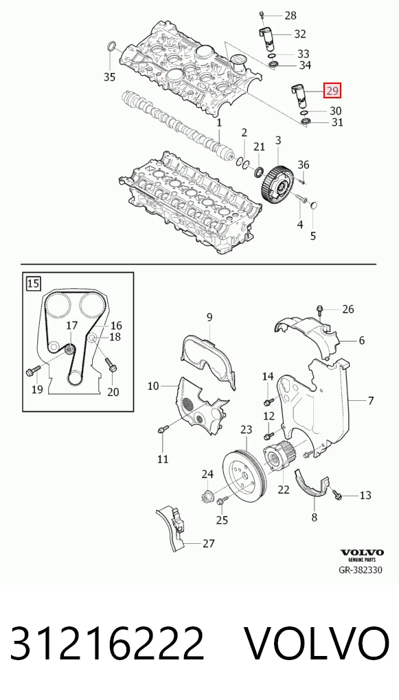 31216222 Volvo Válvula control, ajuste de levas