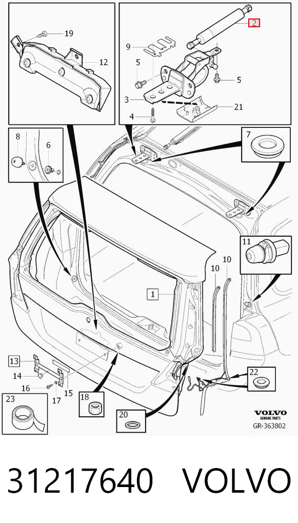 31217640 Volvo Amortiguador de porton