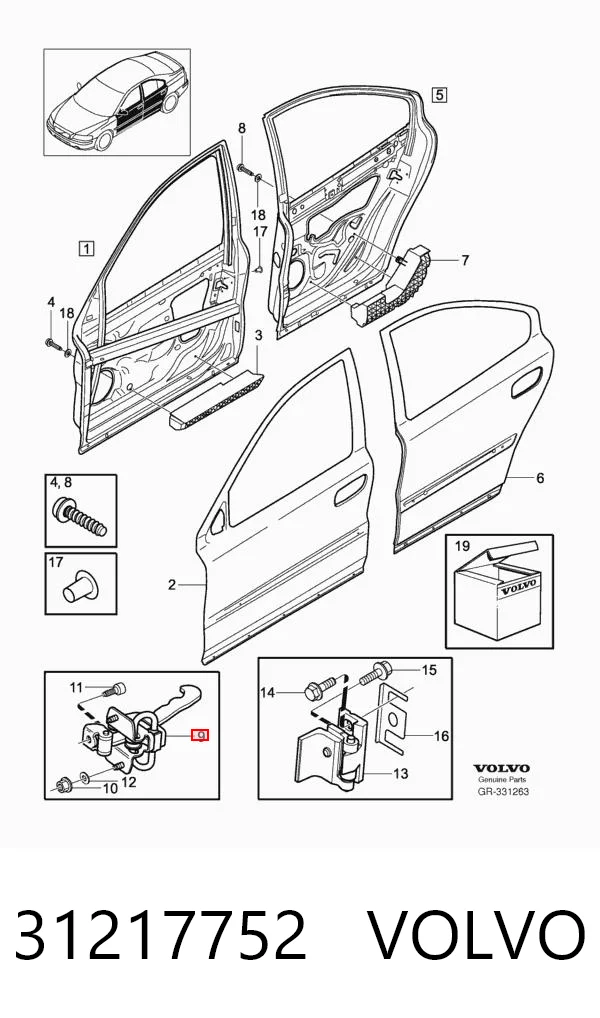 31217752 Volvo Limitador de apertura de puerta trasera