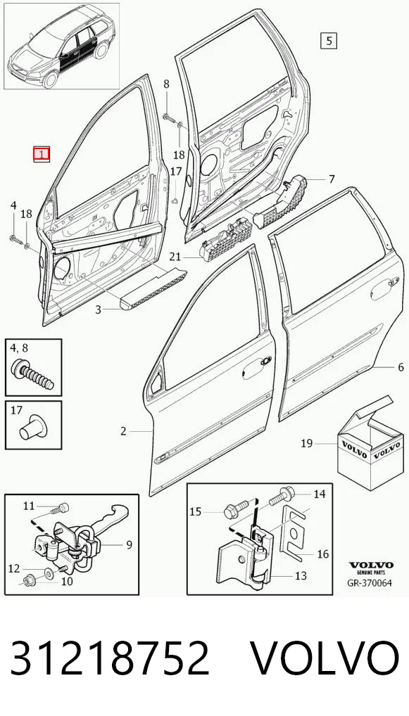 Puerta delantera para Volvo XC90  
