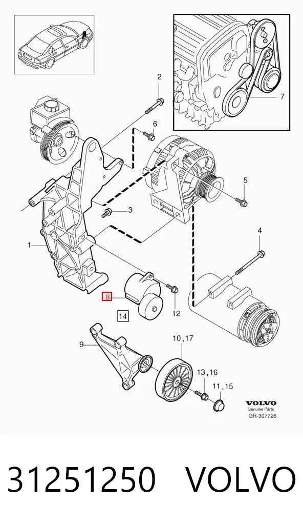 31251250 Volvo Tensor de correa de alternador