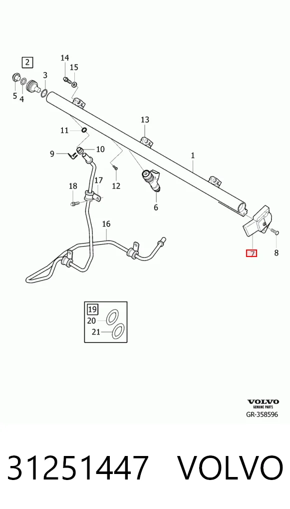 31251447 Volvo Sensor de presión de combustible