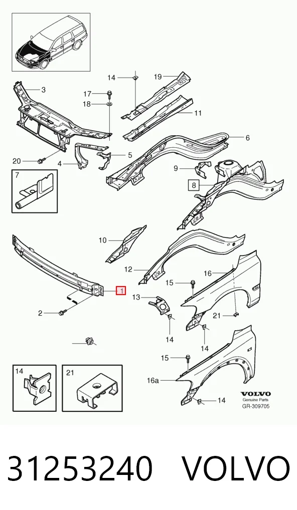 Comprar Refuerzo de parachoques delantero Volvo S60 I RS, RH a bajo precio