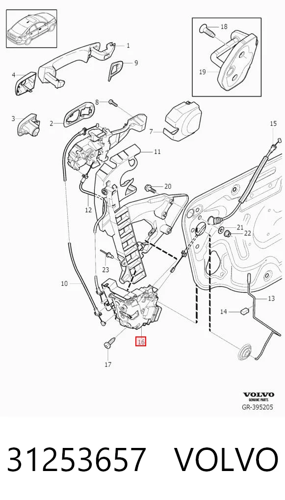 31253657 Volvo Cerradura de puerta