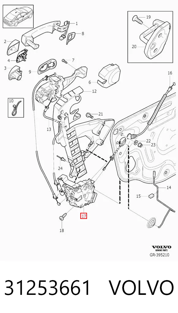 31253661 Volvo Cerradura de puerta