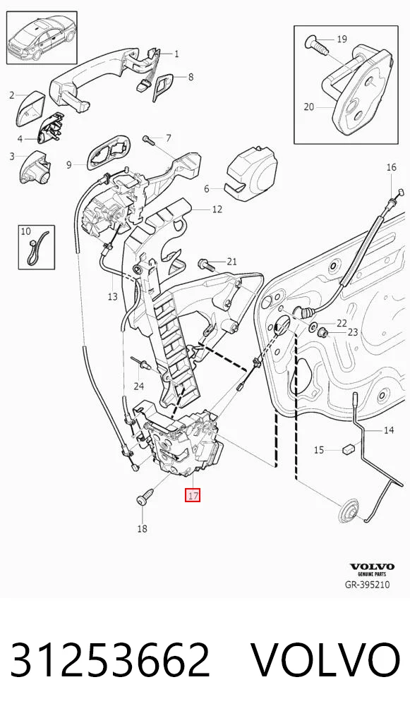 31253662 Volvo Cerradura de puerta delantera derecha