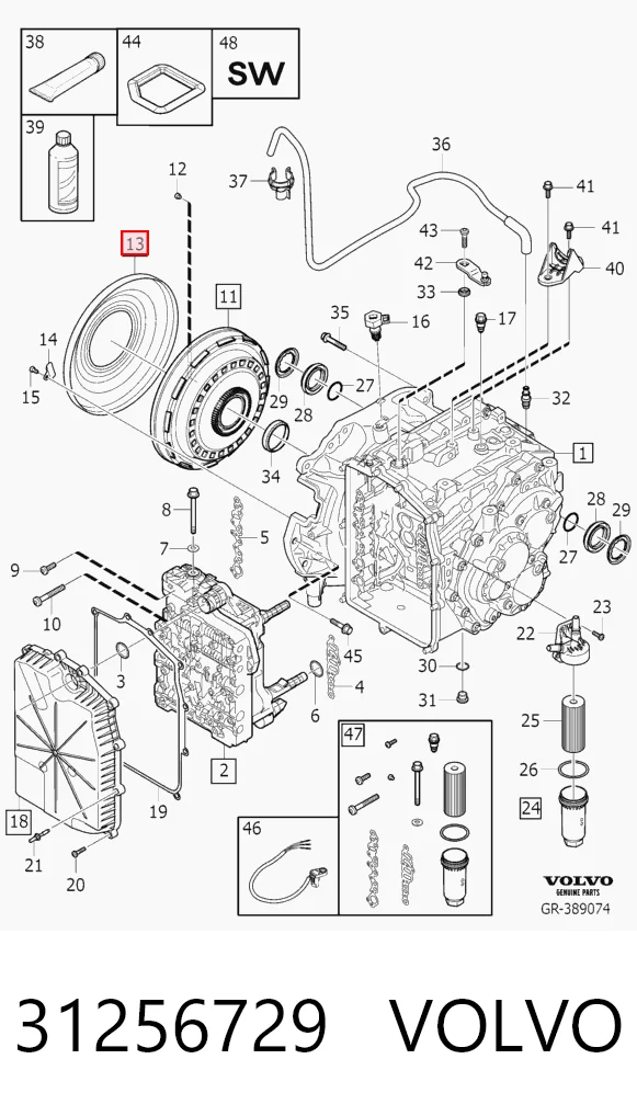 31256729 Volvo Cubierta protectora del convertidor de par