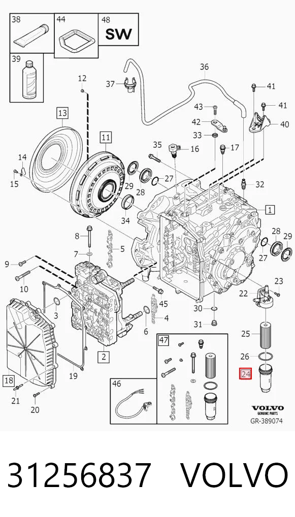 31256837 Volvo Filtro hidráulico transmisión automática