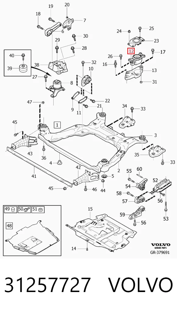 31257727 Volvo Cojín del motor
