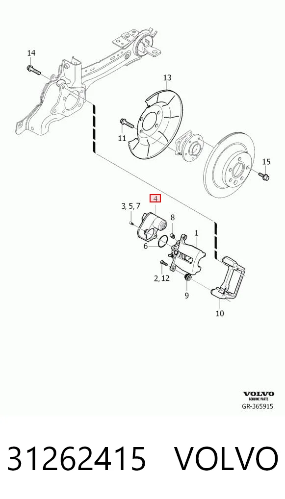 31262415 Volvo Motor del actuador de la pinza de freno trasera