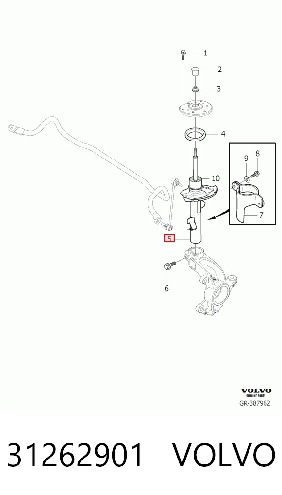 31262901 Volvo Amortiguador frontal izquierdo