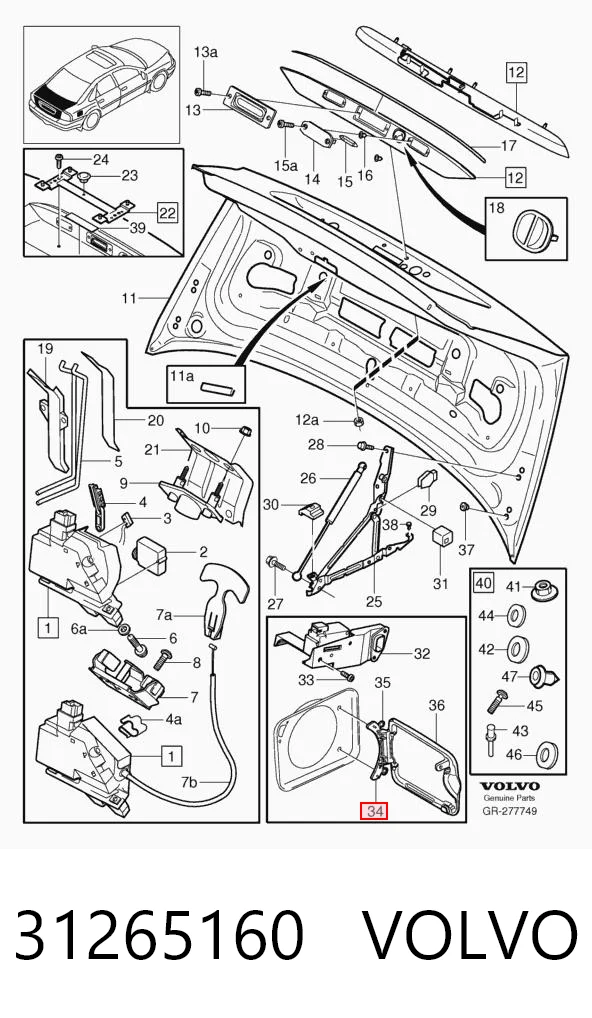 31265160 Volvo Bisagra de tapa del depósito de combustible