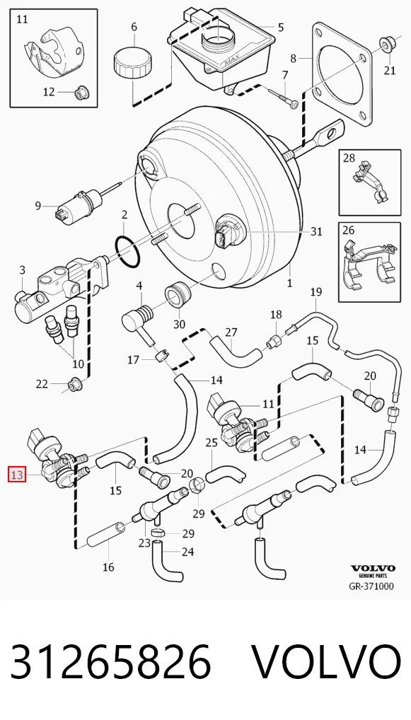 31265826 Volvo Válvula del servofreno