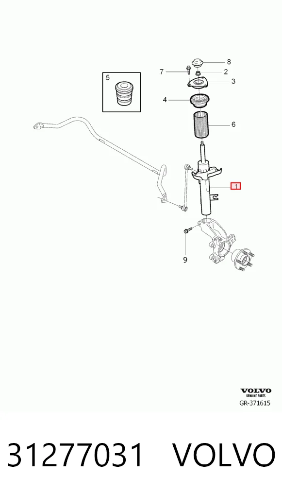Amortiguador delantero derecho 31277031 VOLVO