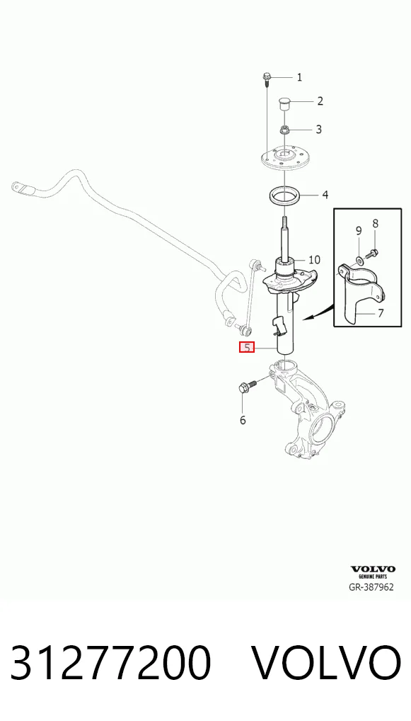 31277200 Volvo Amortiguador eje delantero derecha