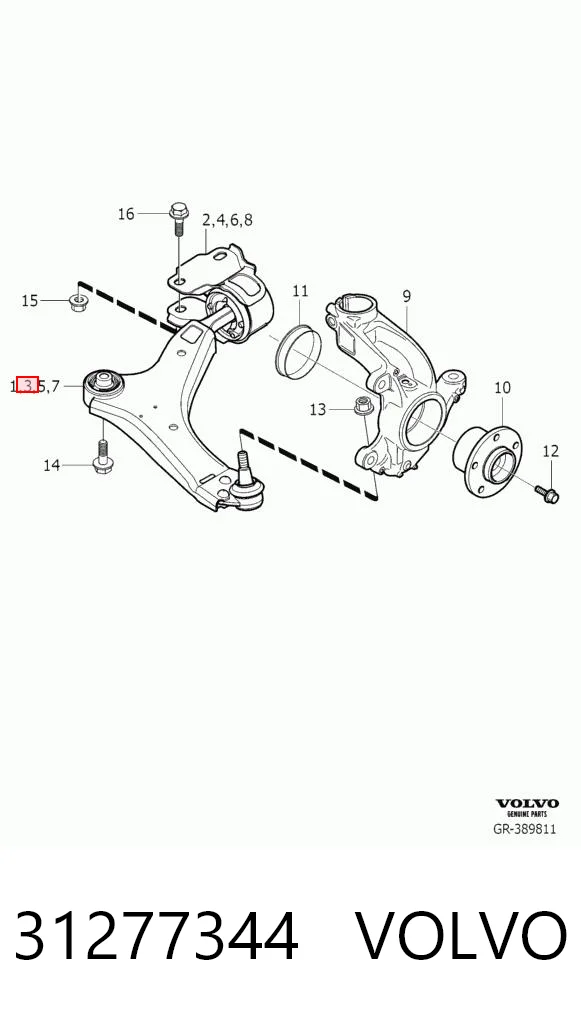 31277344 Volvo Brazo inferior derecho de la suspensión delantera