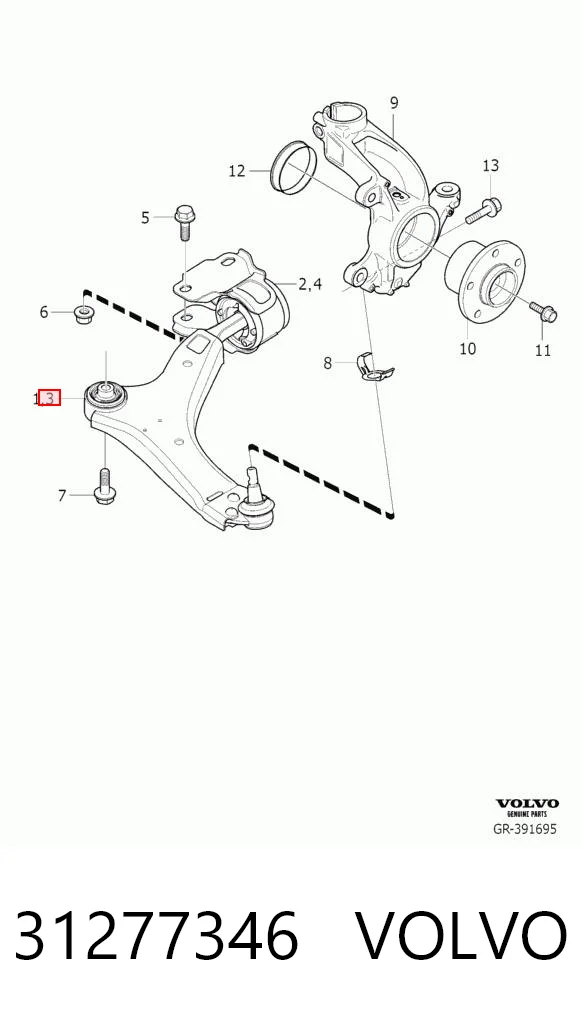 31277346 Volvo Brazo inferior derecho de la suspensión delantera