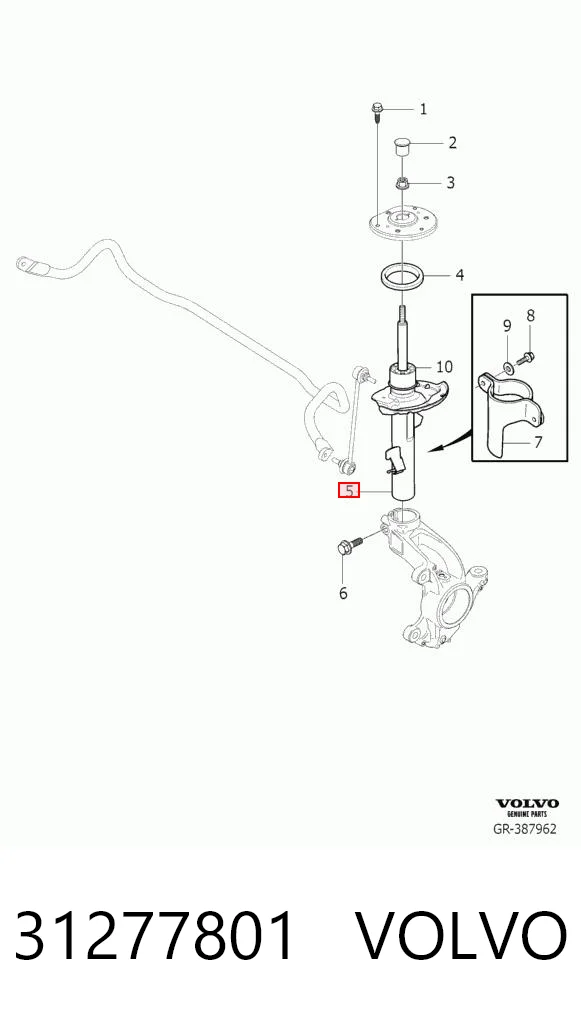 31277801 Volvo Amortiguador frontal izquierdo