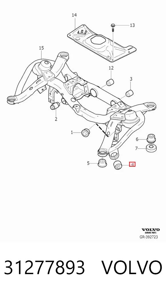31277893 Volvo Silentblock del puente trasero