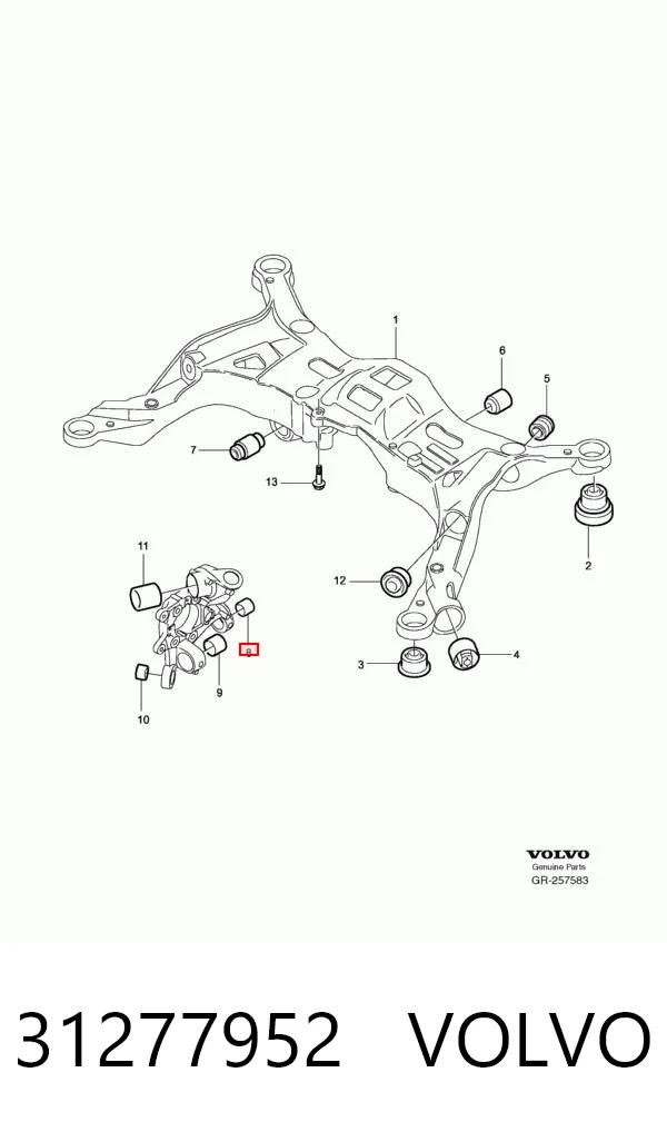 31277952 Volvo Buje de mangueta trasera