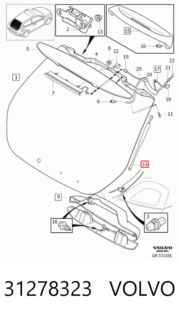 31278323 Volvo Amortiguador de porton