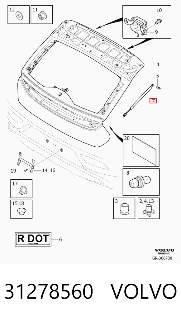 31278560 Volvo Amortiguador de porton