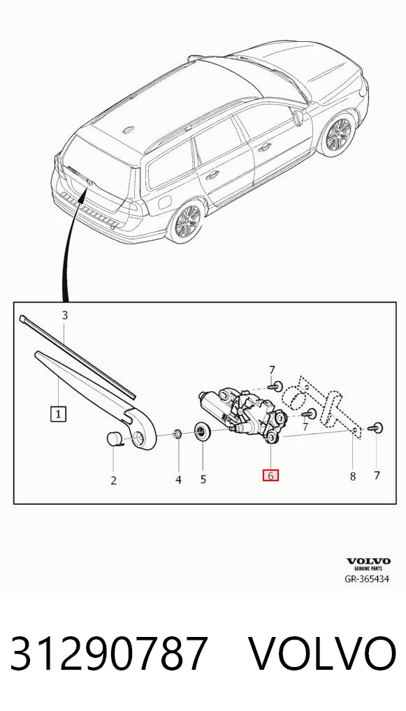 31290787 Volvo Motor del limpiaparabrisas trasero