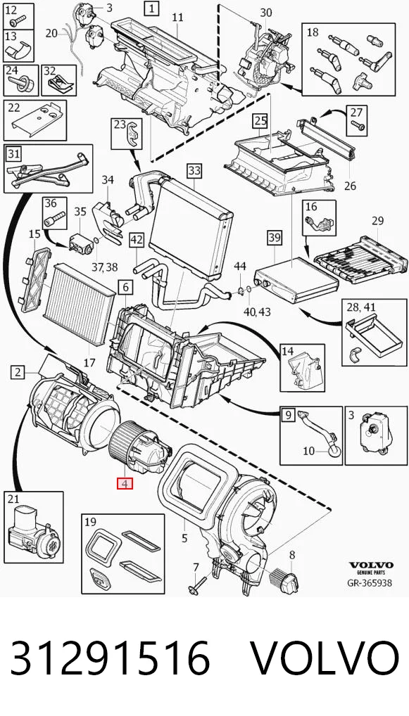 31291516 Volvo Ventilador de habitáculo