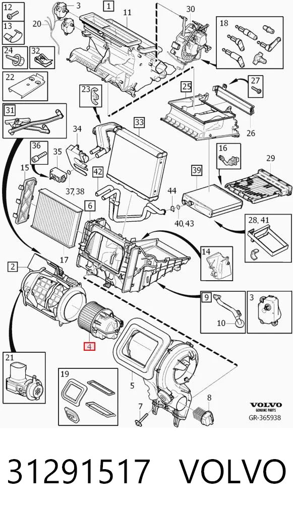 Motor del ventilador del calefactor 31291517 VOLVO