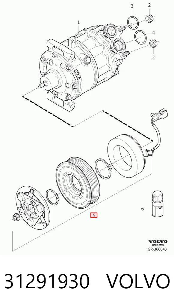 31291930 Volvo Polea del compresor de aire acondicionado