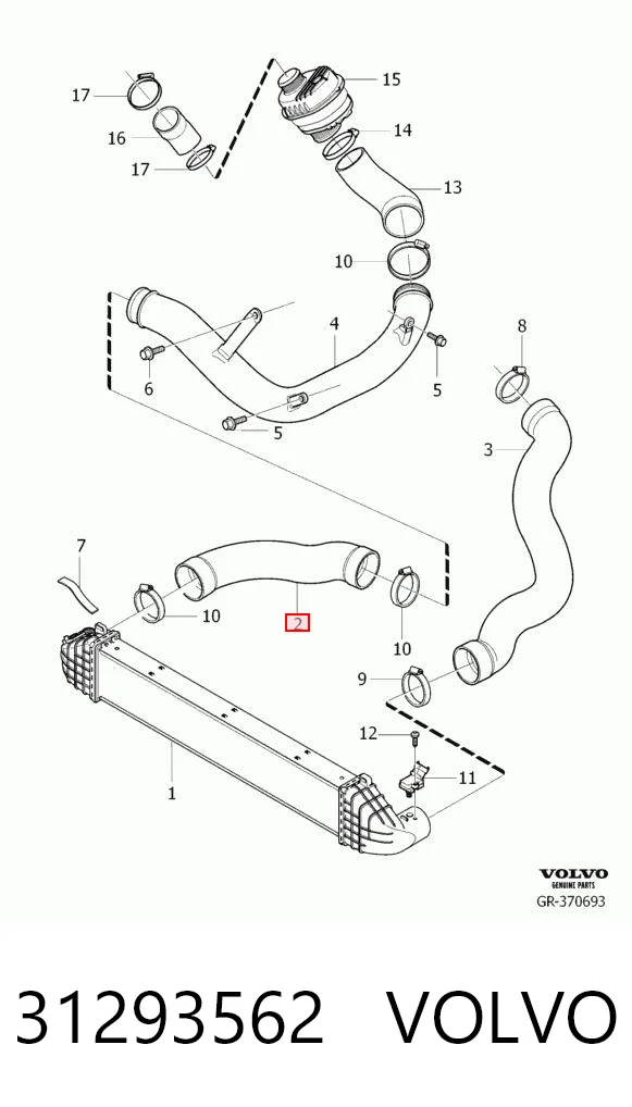 31293562 Volvo Manguera del intercooler