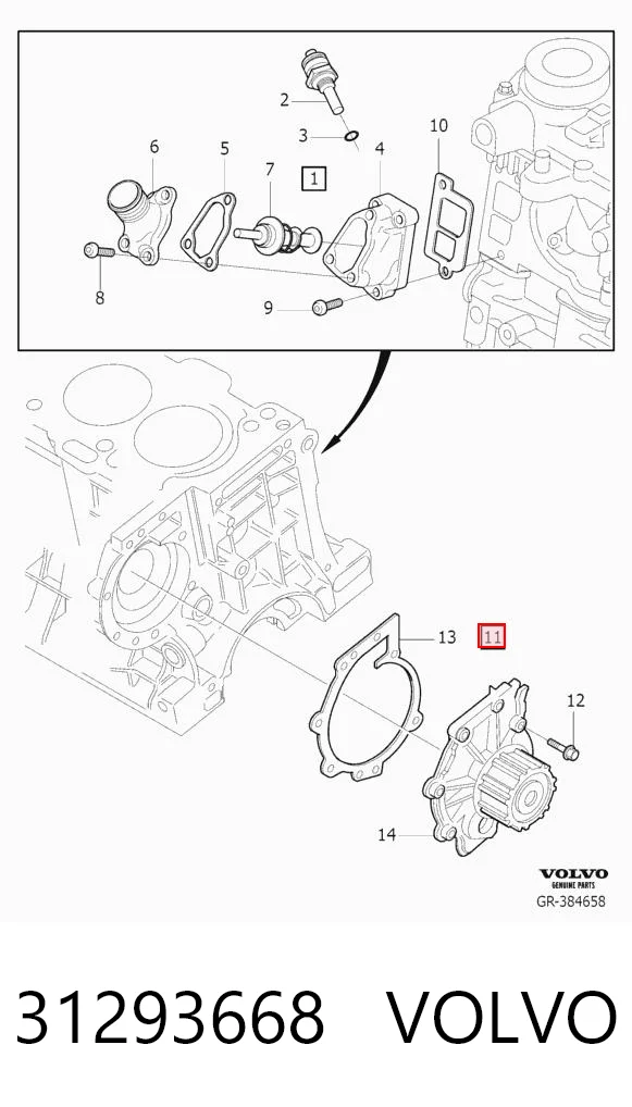 31293668 Volvo Bomba refrigerante coche