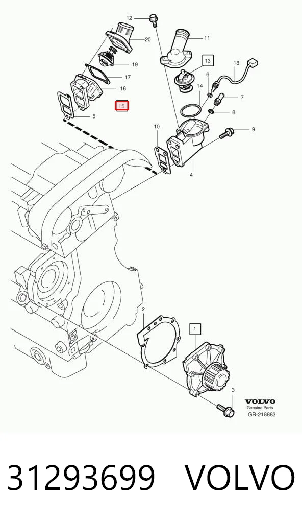 31293699 Volvo Termostato de agua