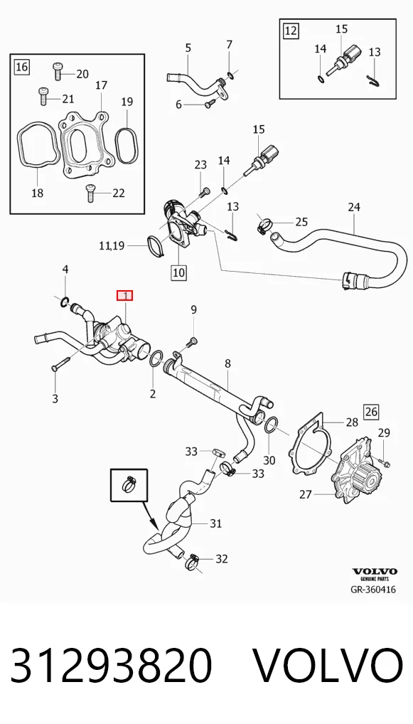 31293820 Volvo Termostato de agua