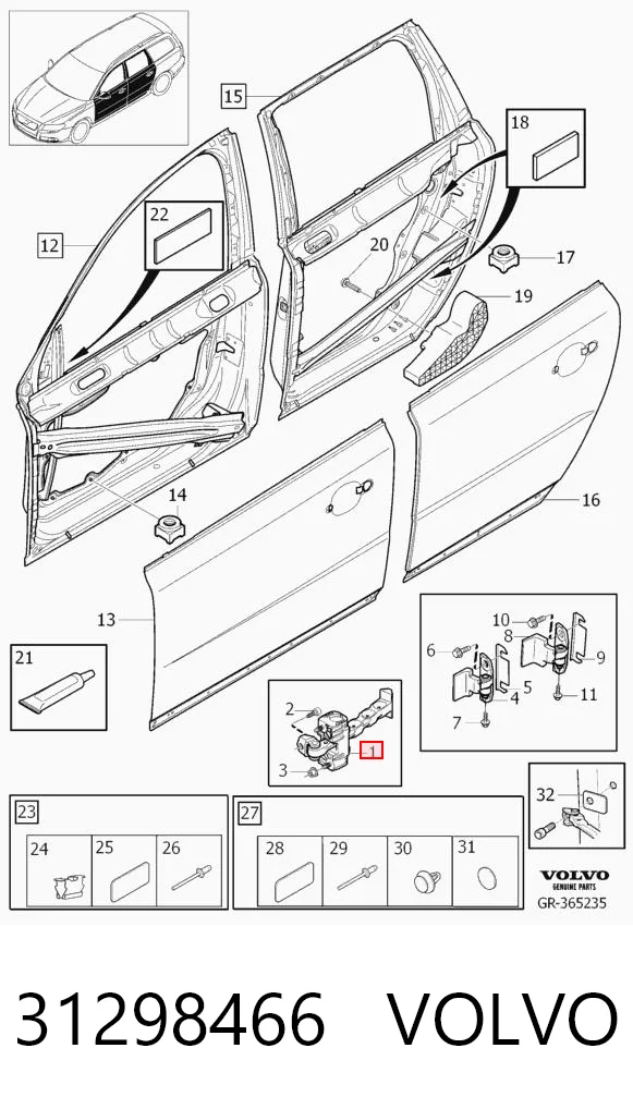 31298466 Volvo Limitador de apertura de puerta delantera izquierda