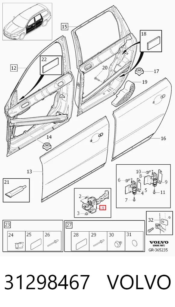31298467 Volvo Limitador de apertura de puerta trasera